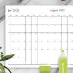 Download Printable Two Months On One Page Calendar PDF