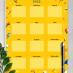 Download Printable Yellow Confetti Birthday Calendar PDF