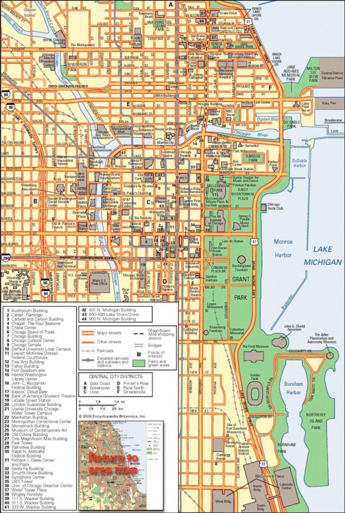 Downtown Chicago Map Chicago Map Downtown United States Of America 