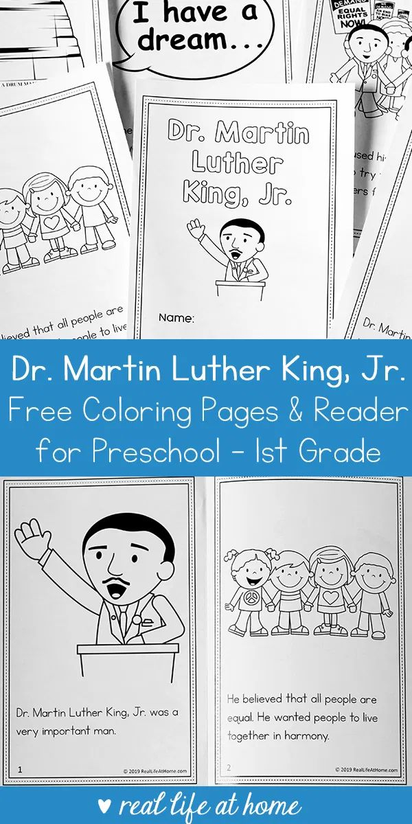 Dr Martin Luther King Jr Coloring Book And Reader Printable For P