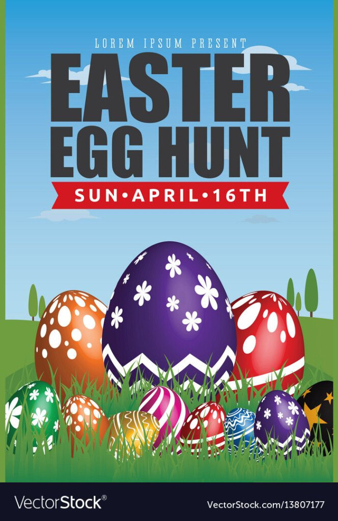 Easter Egg Hunt Flyer Template Design Royalty Free Vector Aff hunt 