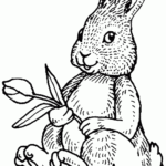 Easter Rabbit Holding Flower Free Printable Coloring Pages