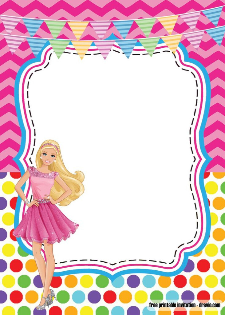Editable Barbie Invitation Template Blank Barbie Invitations Barbie 