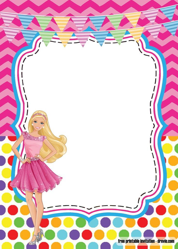Editable Barbie Invitation Template Blank Barbie Invitations Barbie