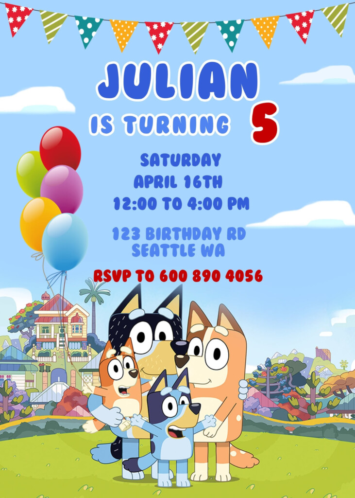 EDITABLE BLUEY Birthday Party Invitation Digital Invitation Etsy