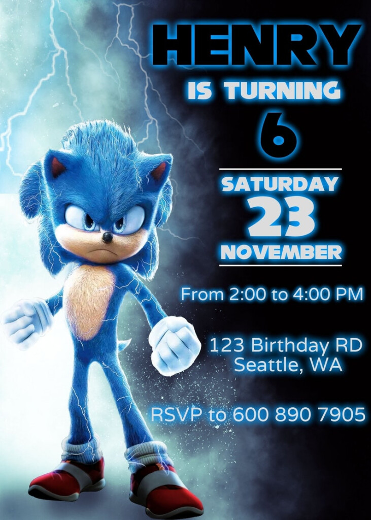 EDITABLE Sonic The Hedgehog Birthday Invitation Personalized Etsy