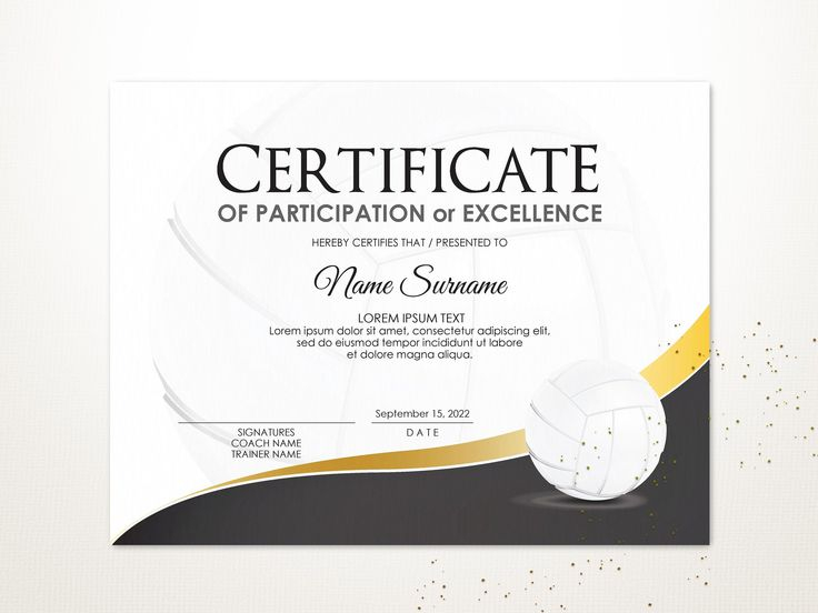 EDITABLE Volleyball Certificate Template Sport Certificate Etsy 