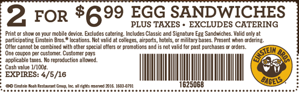 Einstein Bros Bagels January 2021 Coupons And Promo Codes 