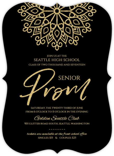 Elegant Faux Gold Glitter Senior Prom Invitation Prom Invitations 