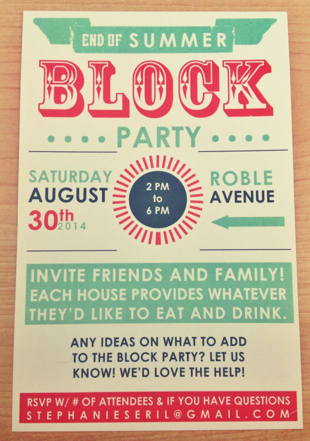 End Of Summer Block Party Typography Edition Block Party