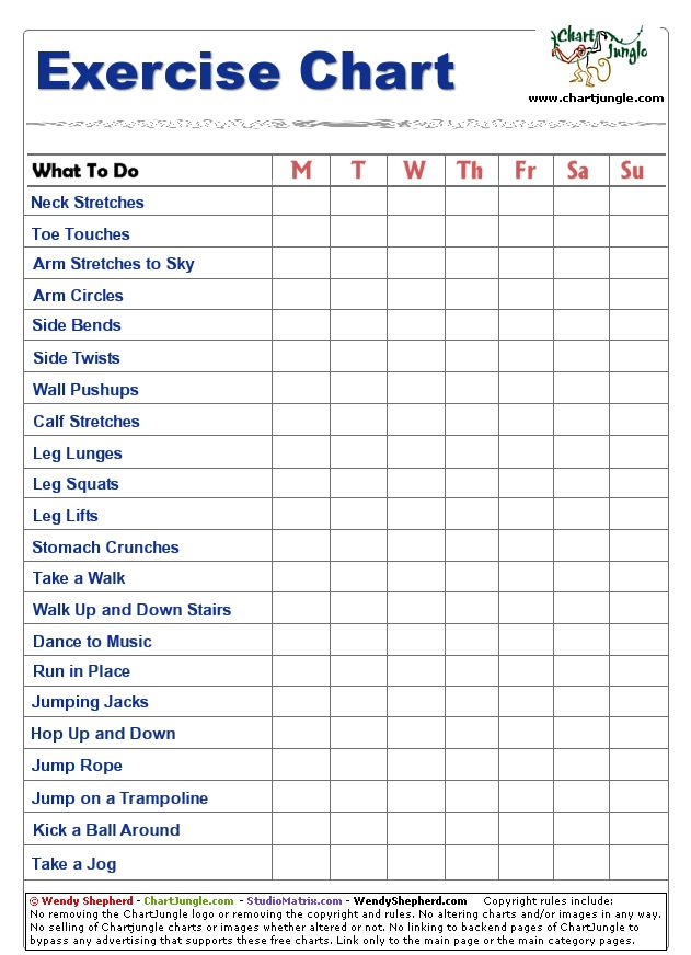 Exercise Chart Homeschool Daily Schedule Homeschool Checklist 