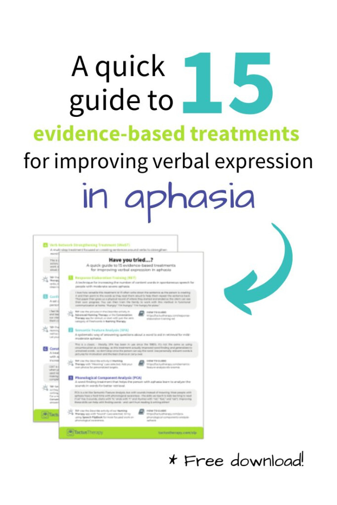 Expressive Aphasia Treatment For SLPs FREE Printable Aphasia 