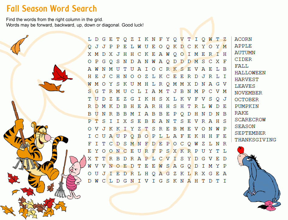 Fall Word Search Best Coloring Pages For Kids