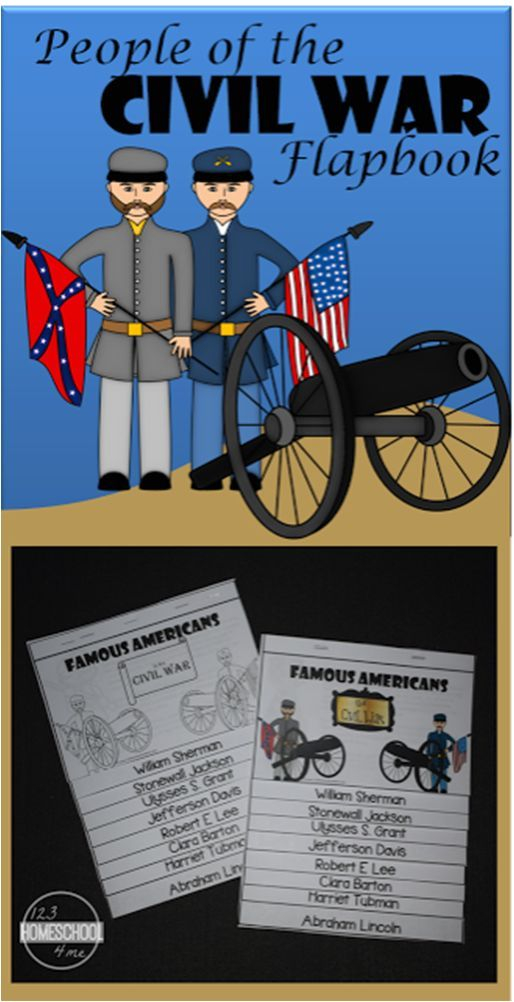 Famous People Of The Civil War For Kids Flipbook Civil War Unit Study 