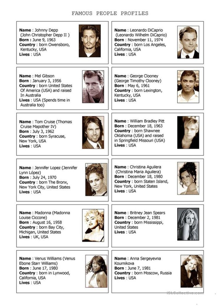 FAMOUS PEOPLE Worksheet Free ESL Printable Worksheets Made By 