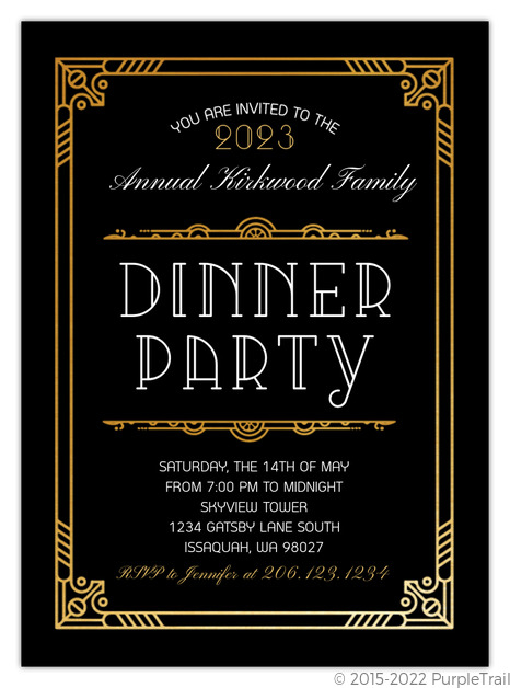 Faux Gold Art Deco Dinner Party Invitation Dinner Party Invitations
