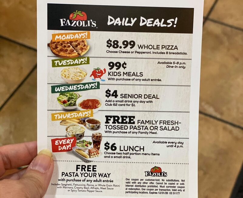 Fazoli s Daily Deals See What You Can Score Every Day 