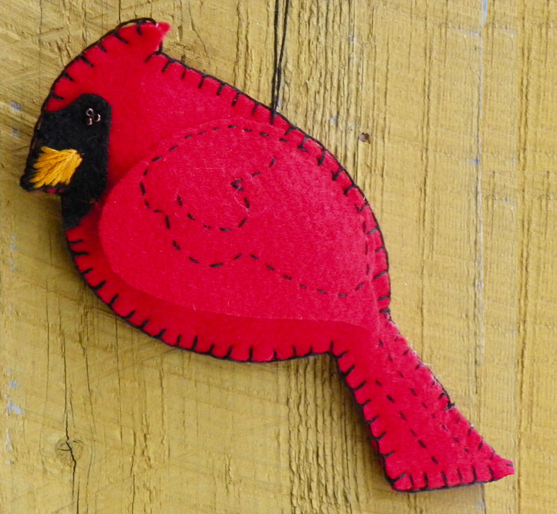 Felt Cardinal On A Snowy Afternoon Downeast Thunder Farm