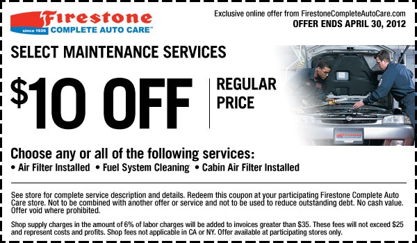 Firestone 10 Off Maintenance Printable Coupon Save 10 Off Select 