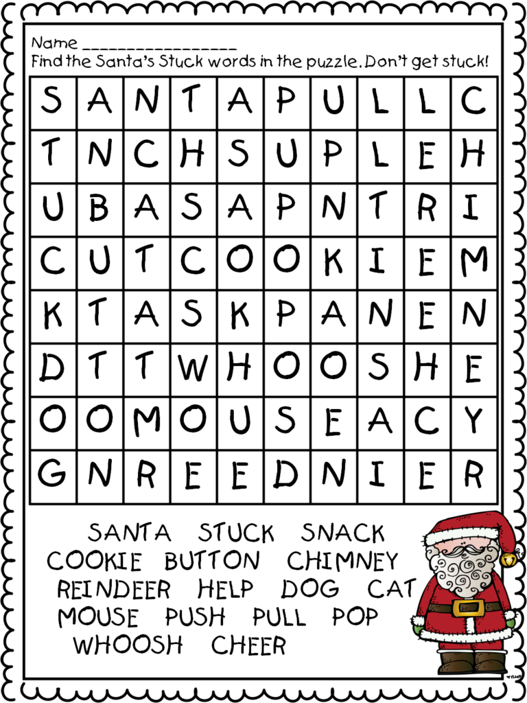 First Grade Wow OH NO Santa s Stuck Again Christmas Word Search 