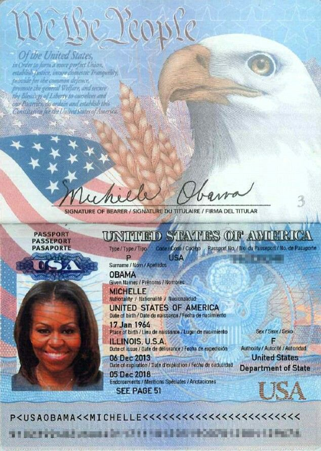 First Lady Michelle Obama s Passport Passport Template Passport Card 