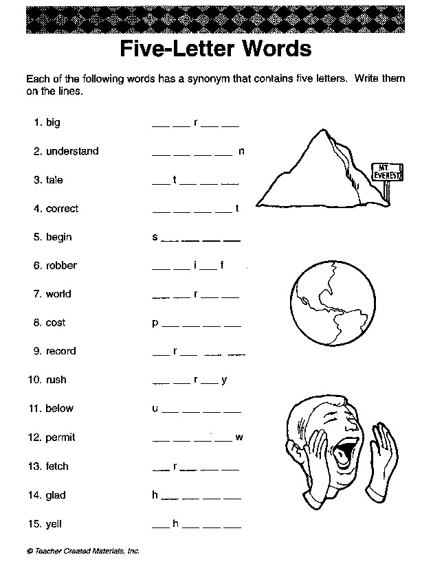 Five Letter Words Fun Critical Thinking English Worksheet On 