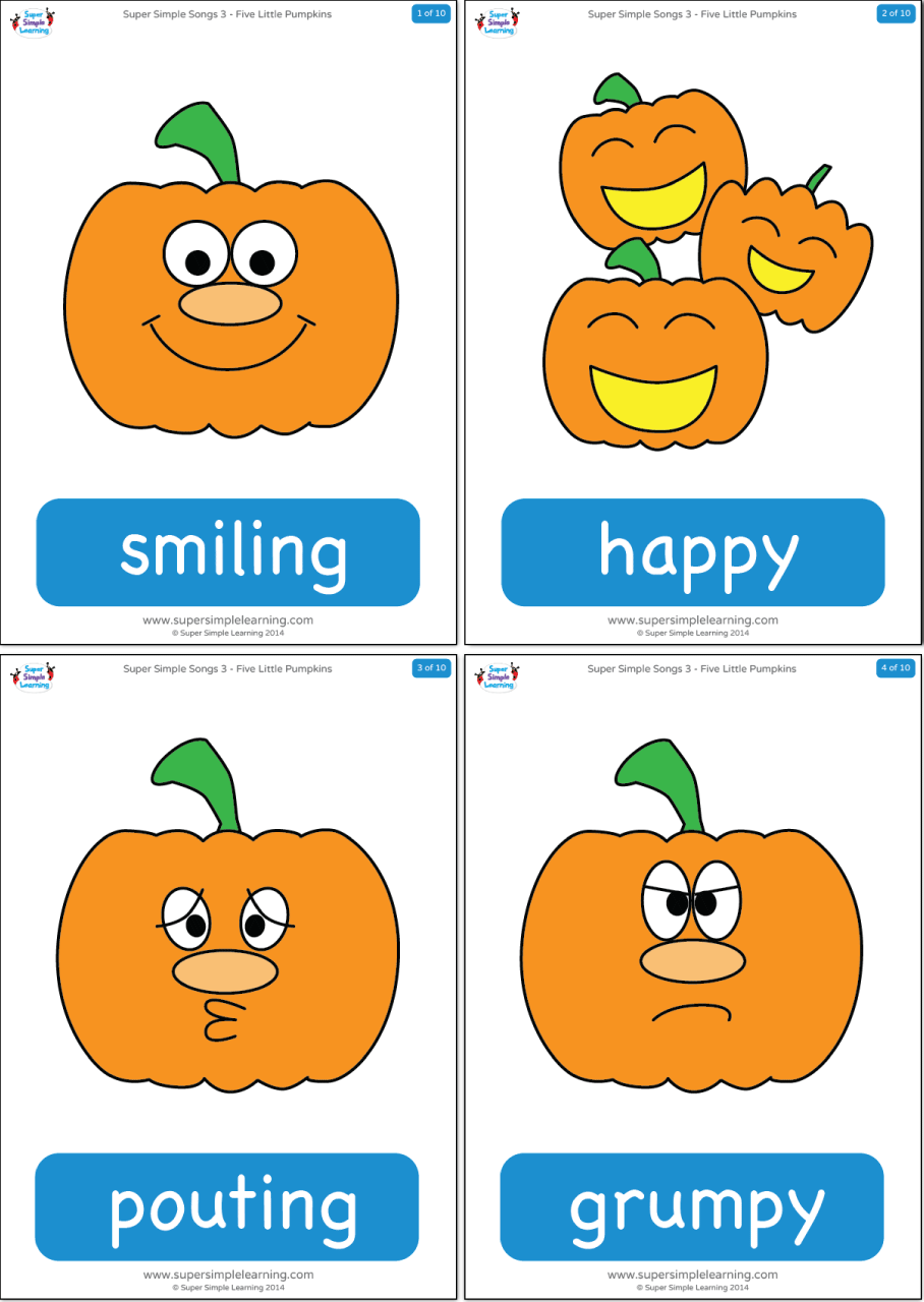 Five Little Pumpkins Flashcards Super Simple