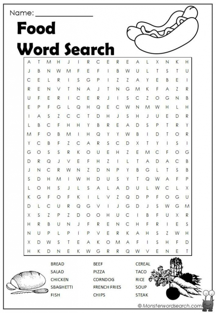 Food Word Search Worksheets 99Worksheets