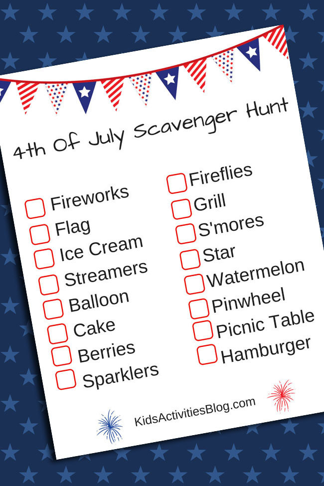 Fourth Of July Printable Scavenger Hunt