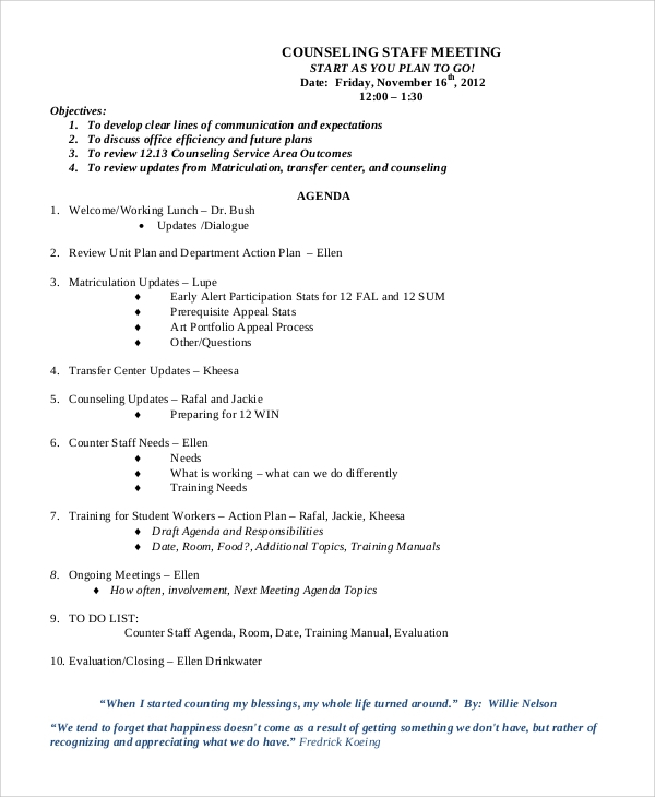 FREE 10 Meeting Agenda Samples In PDF MS Word