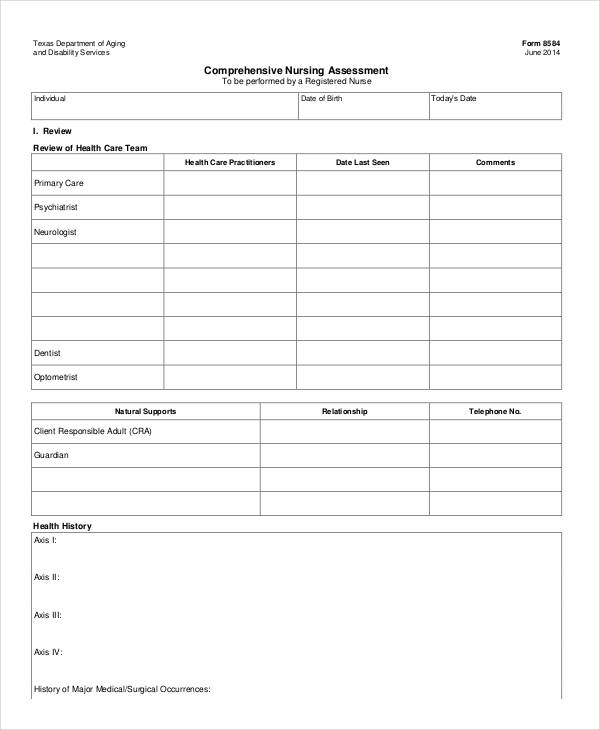 FREE 18 Sample Nursing Assessment Forms In PDF MS Word