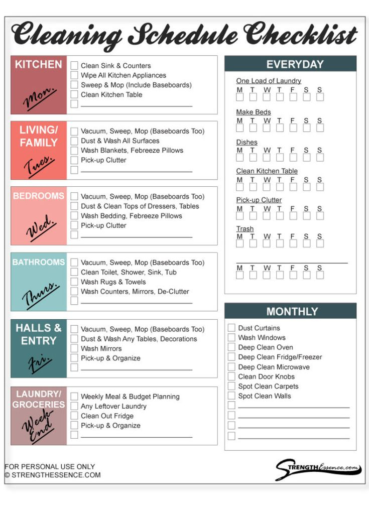 FREE 2020 House Cleaning Schedule Printable PDF Template In 2020 