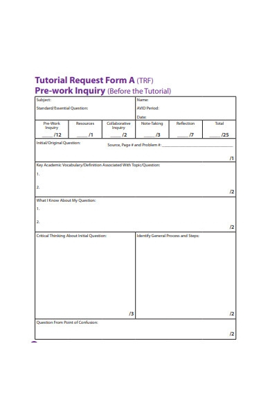 FREE 30 Tutor Request Forms PDF Ms Word Excel