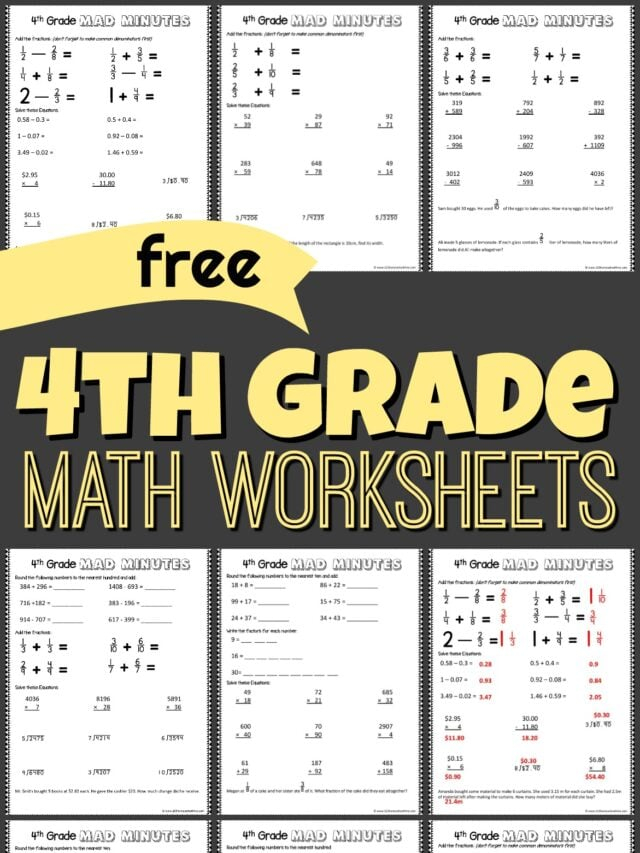 FREE 4th Grade Math Worksheets 123 Homeschool 4 Me