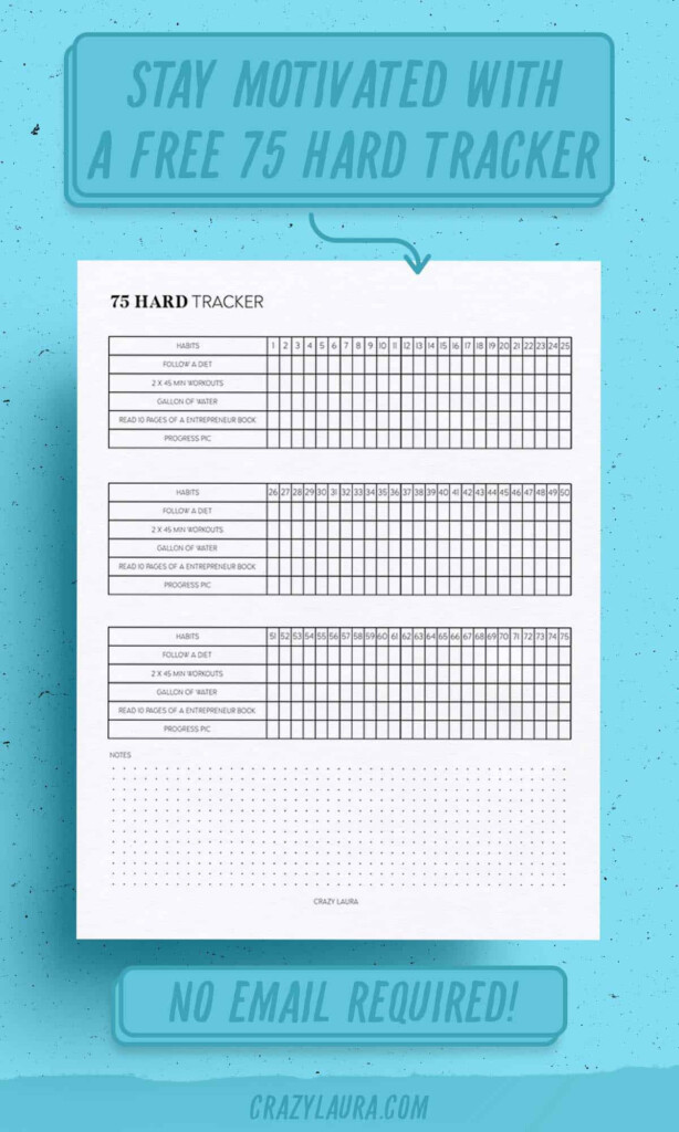 Free 75 Hard Tracker Printable With Two Versions Crazy Laura