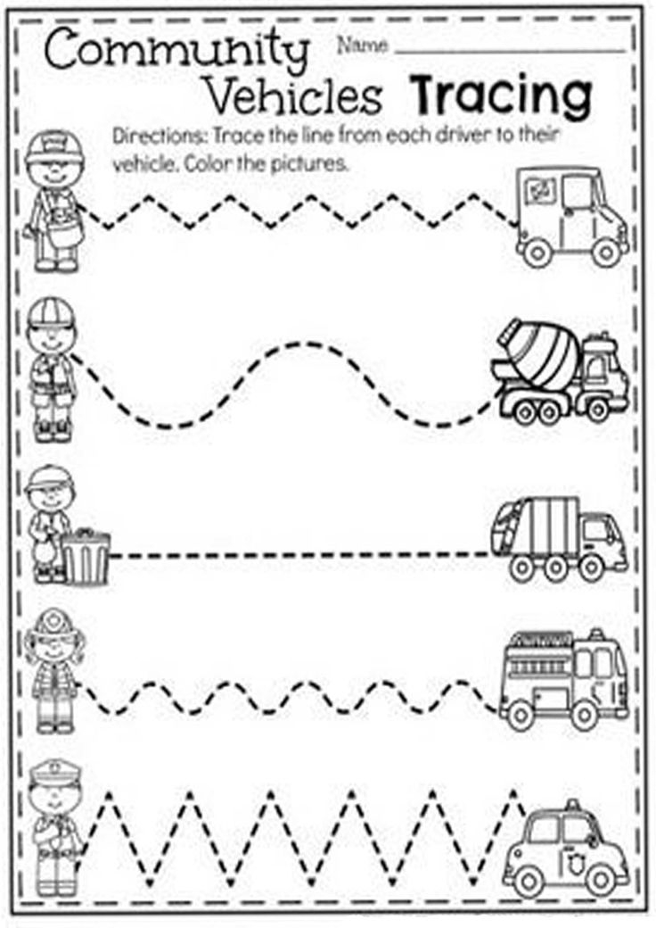 Free And Easy To Print Tracing Lines Worksheets Community Helpers