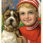 Free Christmas Picture Adorable Boy With Dog The Graphics Fairy