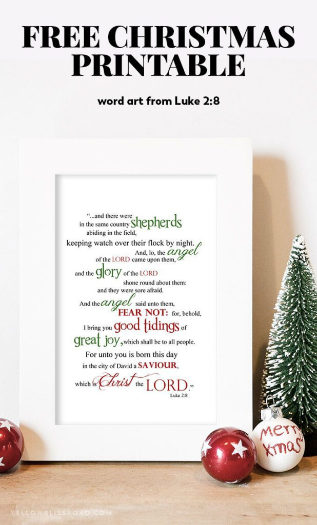 Free Christmas Printable Luke 2 8 Word Art YellowBlissRoad 