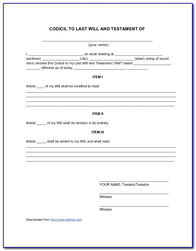 Free Codicil Form Uk Form Resume Examples enk6wpgDbv