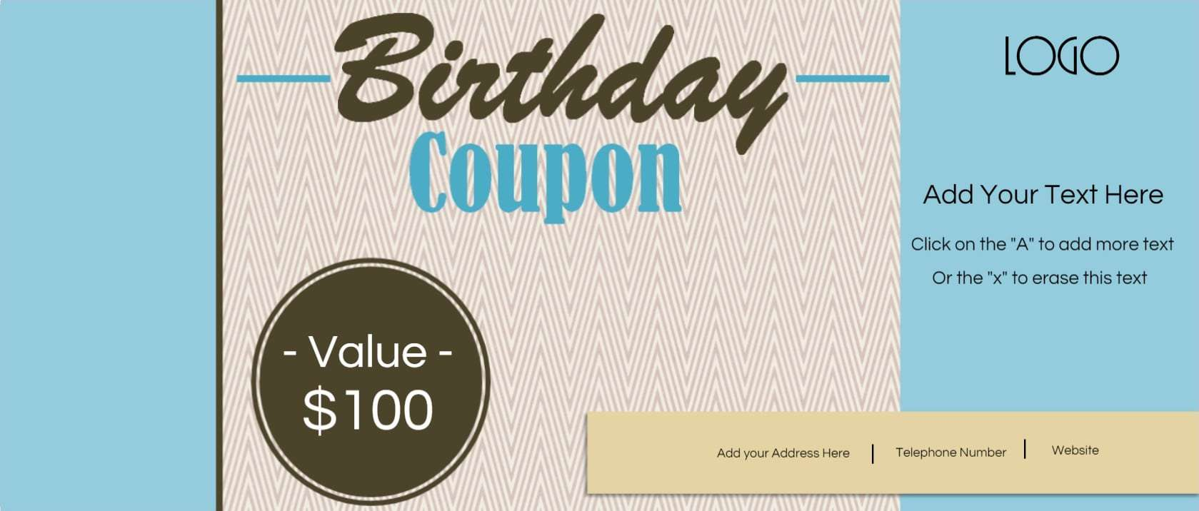 Free Custom Birthday Coupons Customize Online Print At Home