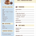 Free Dog Sitter Instruction Information Sheet Design Template Pet