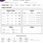 Free Downloadable Toddler Daily Report Template For Childcare Centers