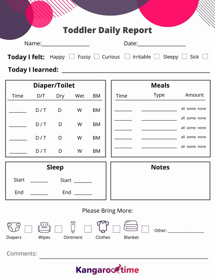 Free Downloadable Toddler Daily Report Template For Childcare Centers ...