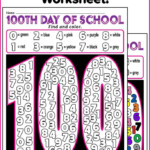FREE Find And Color 100th Day Of School Printable Worksheet 100