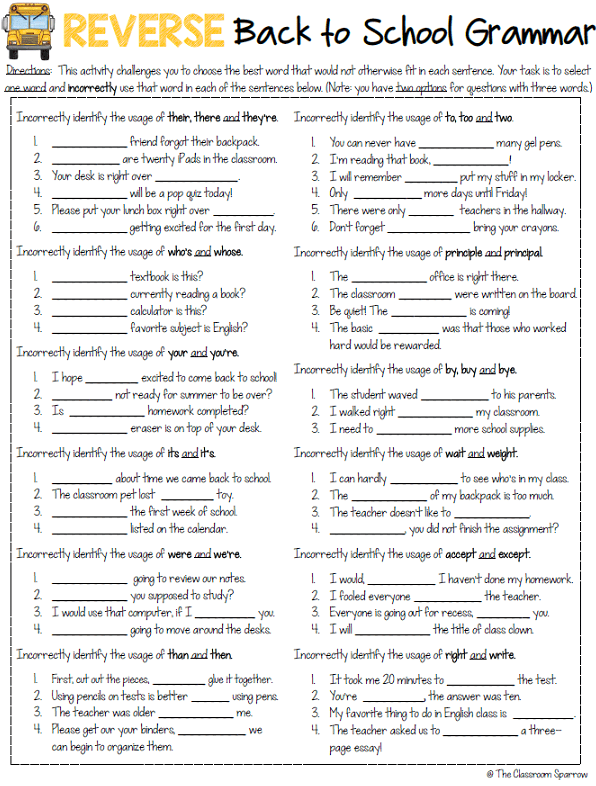 Free Grammar Worksheets For Middle School Worksheets Master
