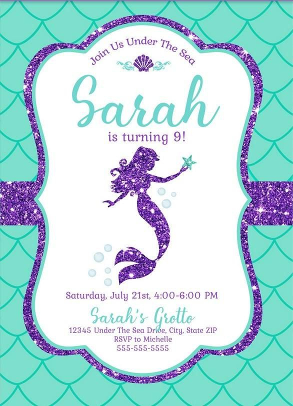 FREE Mermaid Invitation Template For Your Kids Parties Little 