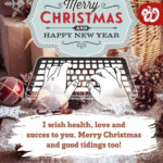 Free Merry Christmas Electronic Photo Card 2021 2022 With Cones For