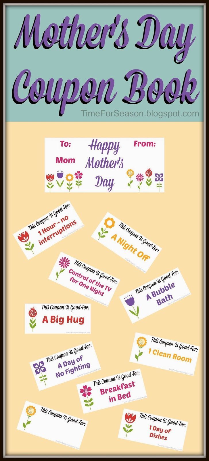 Free Mother s Day Coupon Book Printable Mother s Day Coupons