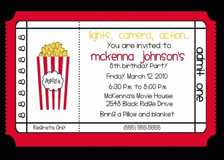 Free Movie Ticket Invitation Template Beautiful Movie Ticket Birthday