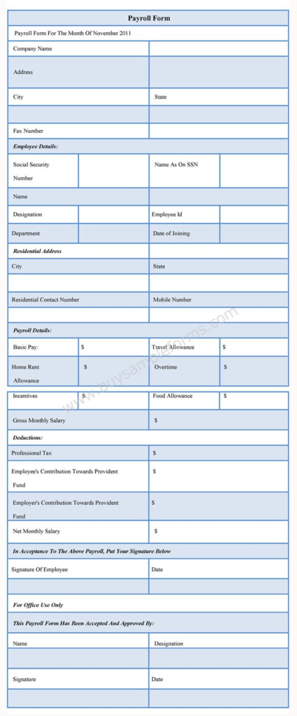 Free Payroll Form Free Payroll Templates Sample Forms